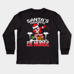 Santas Favorite Er Nurse Christmas T Shirt Kids Long Sleeve T-Shirt